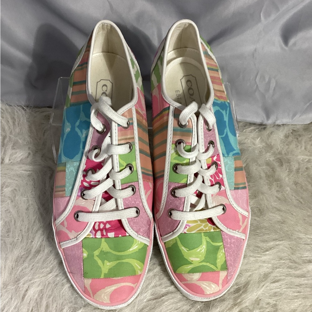 Coach Dawnell Pastel Scribble Patchwork Lace Up S… - image 2
